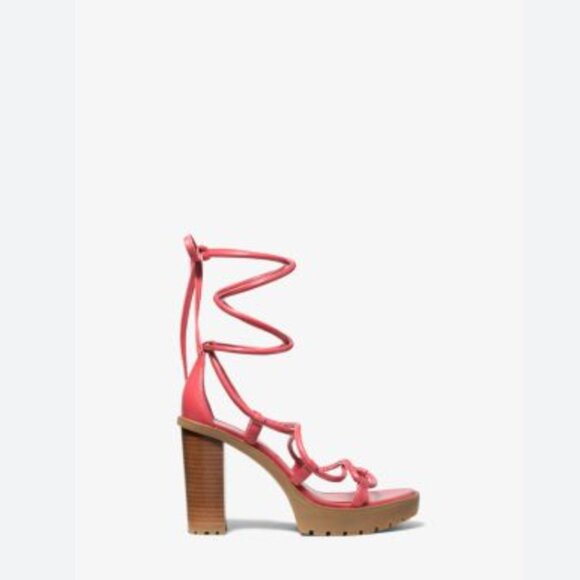 Michael Michael Kors Vero Leather Platform Sandal in Dahlia coral - Picture 1 of 8